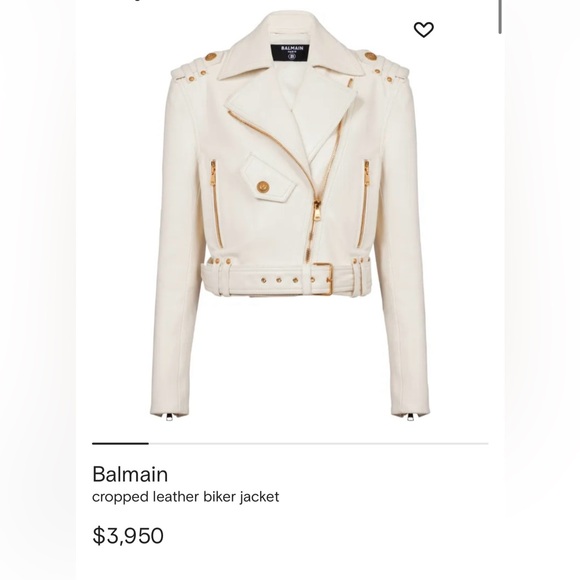 Brand New Balmain Cropped White Leather Jacket Size 34 (Fits US 0-2)